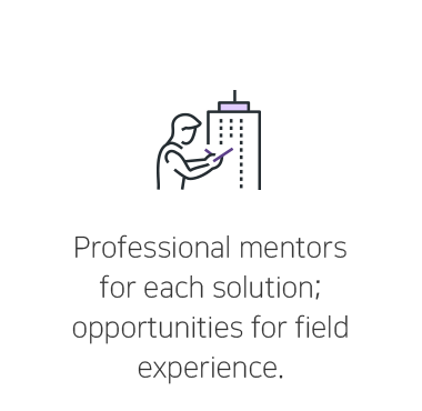 Professional mentors for each solution; opportunities for field experience.